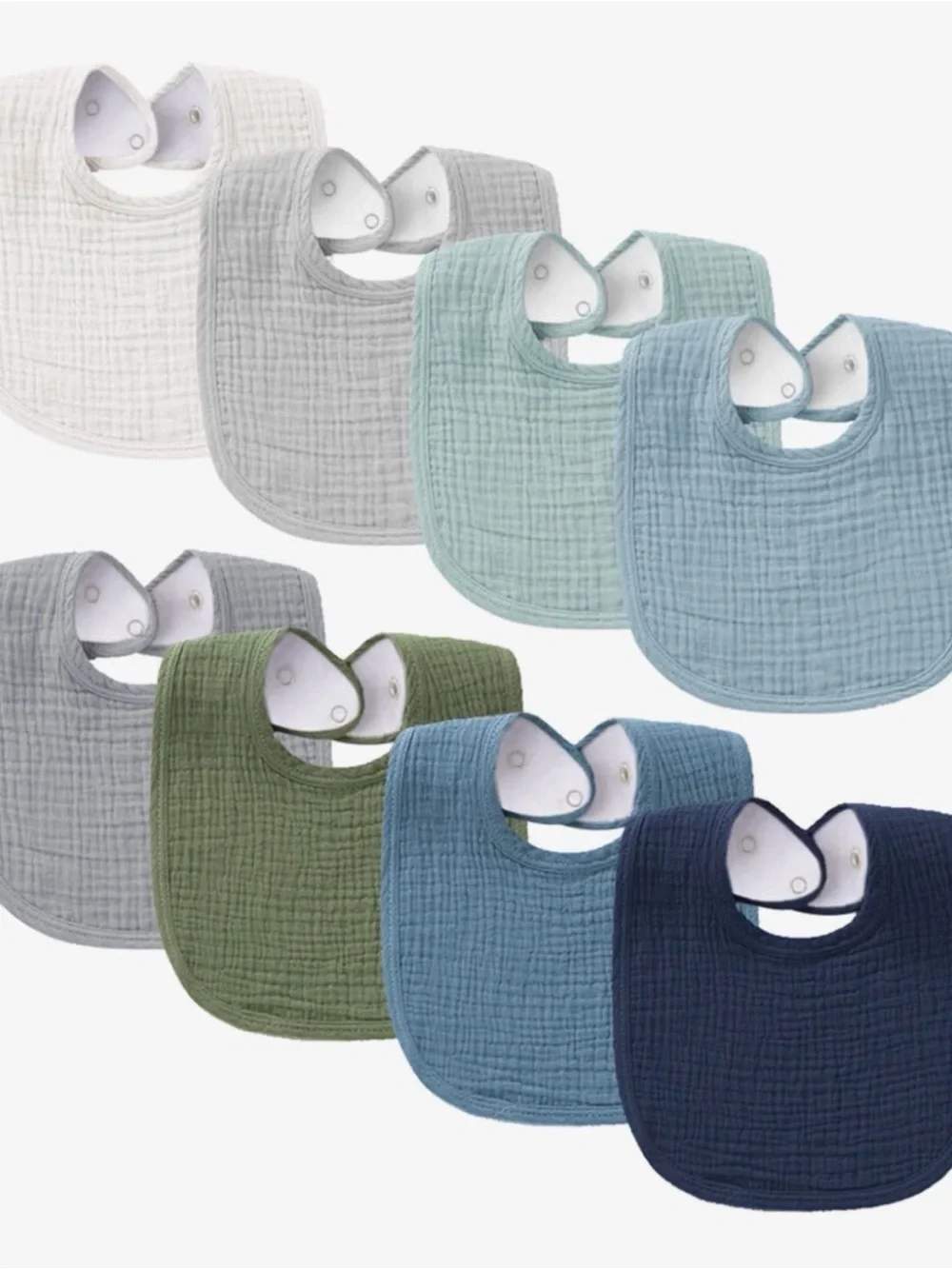 Muslin Baby Bibs 8-Pack | Cotton Drool Bibs | 0–36 Months | Adjustable Snap